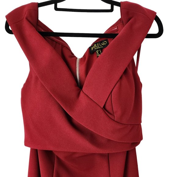 Bariano dress fornal gown burgundy maxi off shoulder gorgeous two-piece size 8 - Picture 6 of 16